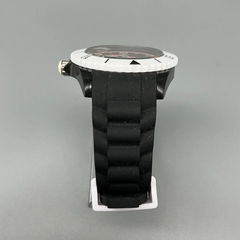 40nine Mens Watch 43mm Black Orange Dial White Bezel Date Silicone New Battery